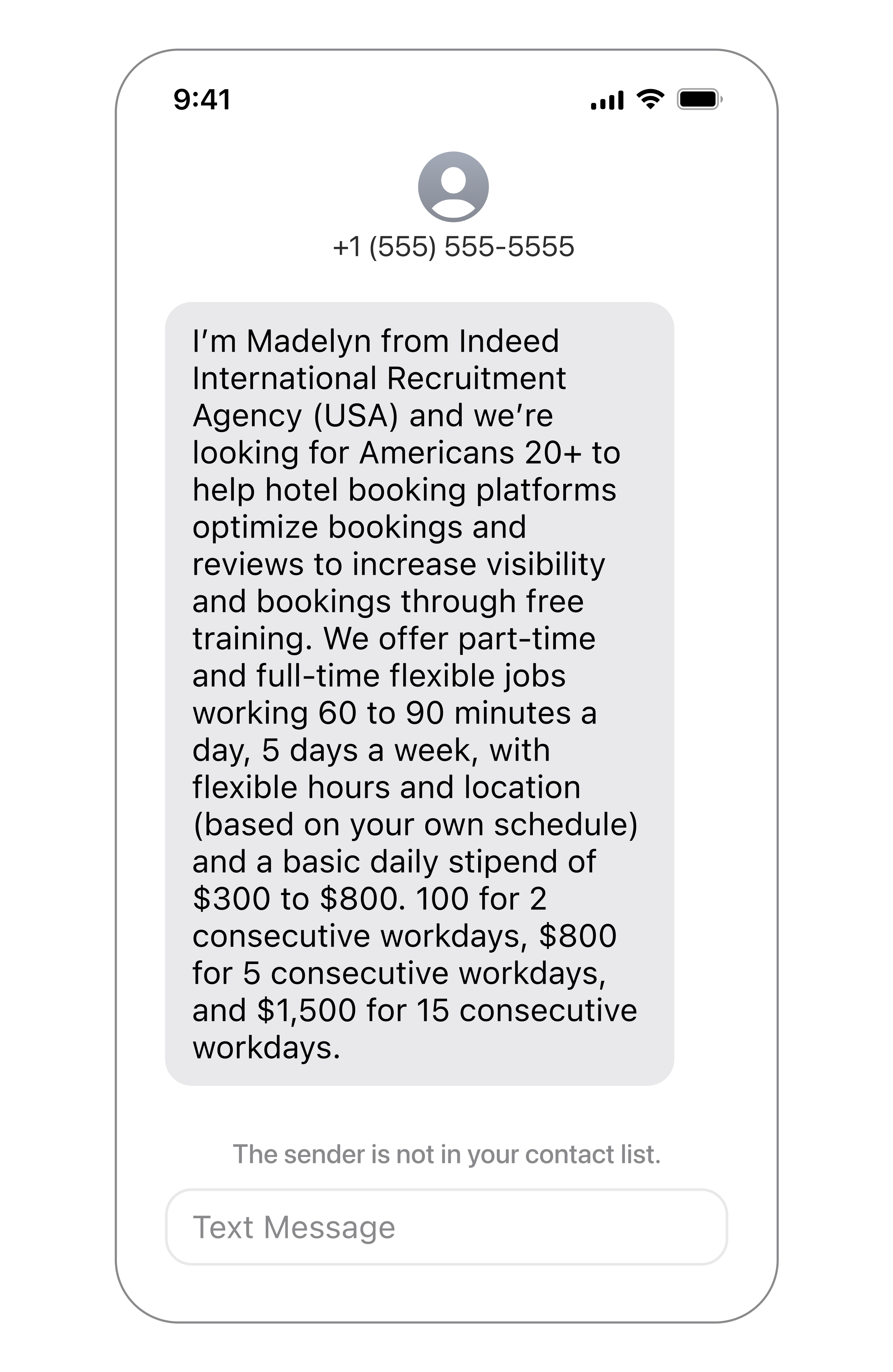 Third scam message example